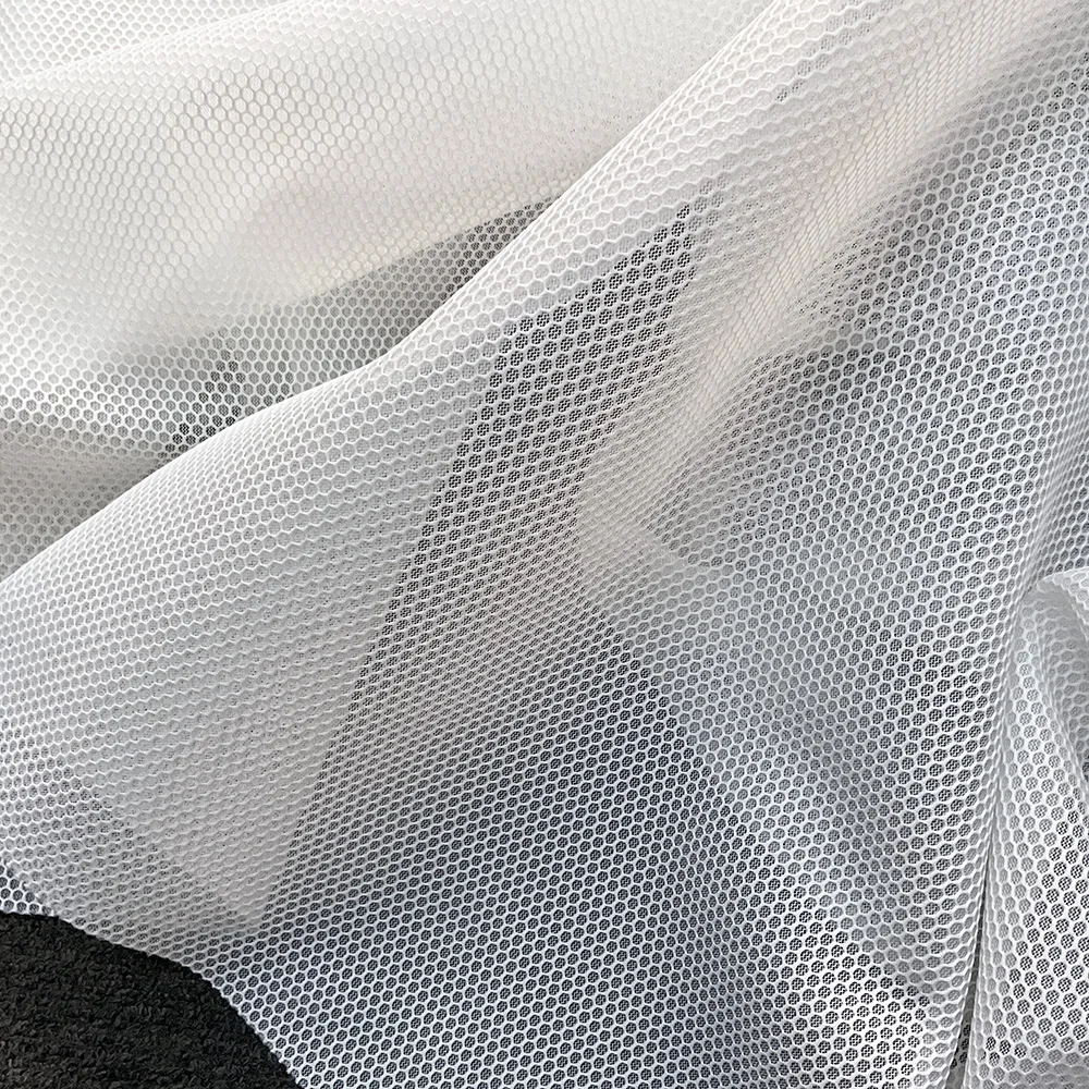 1 Yard 3D Hexagonal Pattern Breathable Mesh Fabric High Quality for Footwear French Casual Apparel Sewing Net Cloth