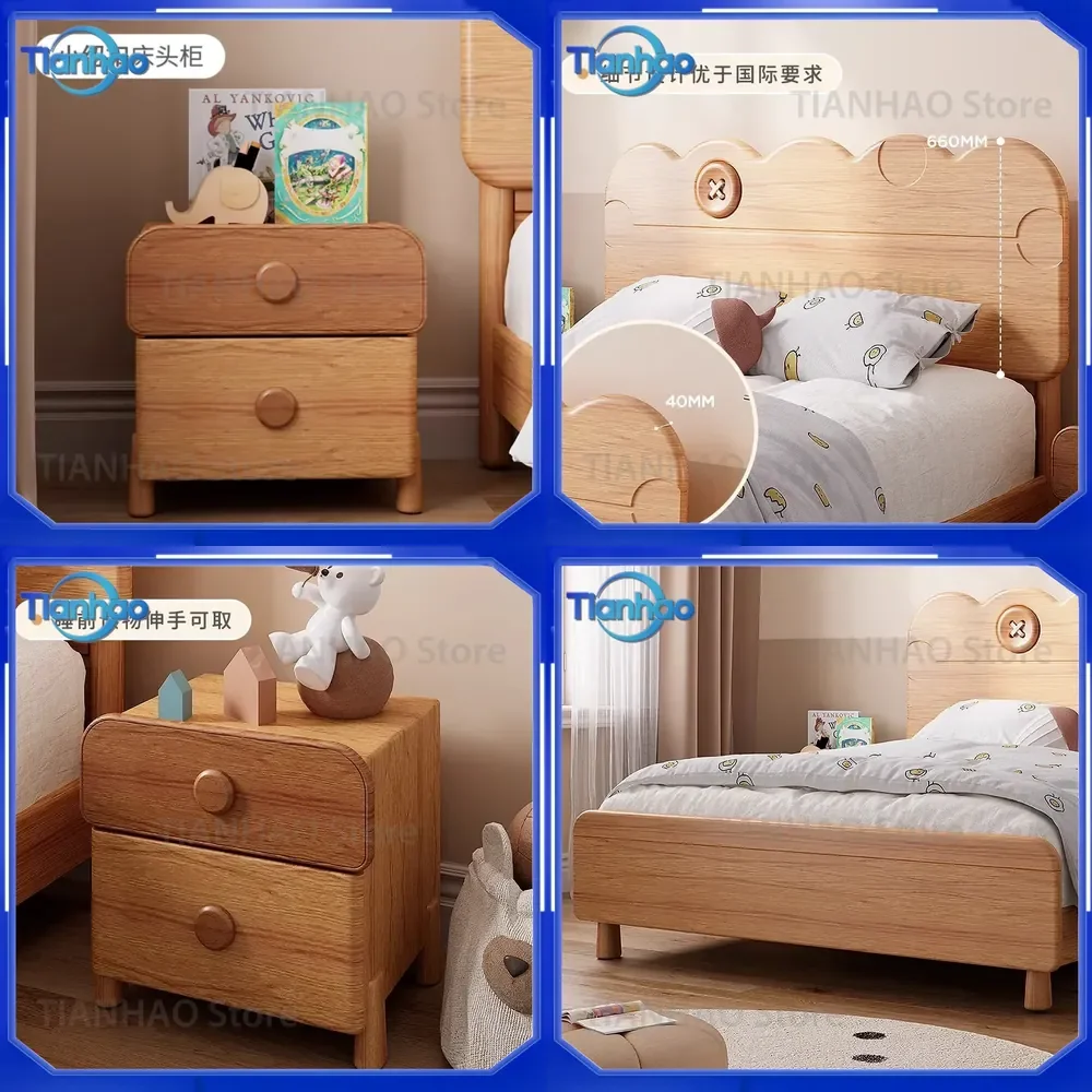 Modern Minimalist Full Solid Wood Teen Childrens Bed for Boys and Girls Growth Bedroom Bed Small 1.5m Single Bed
