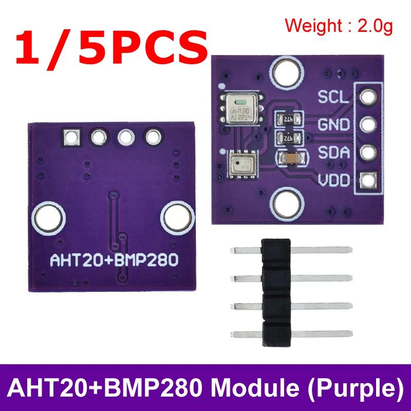 TZT 1/5PCS AHT20+BMP280 Temperature Humidity and Air Pressure Sensors Module High-precision For Arduino