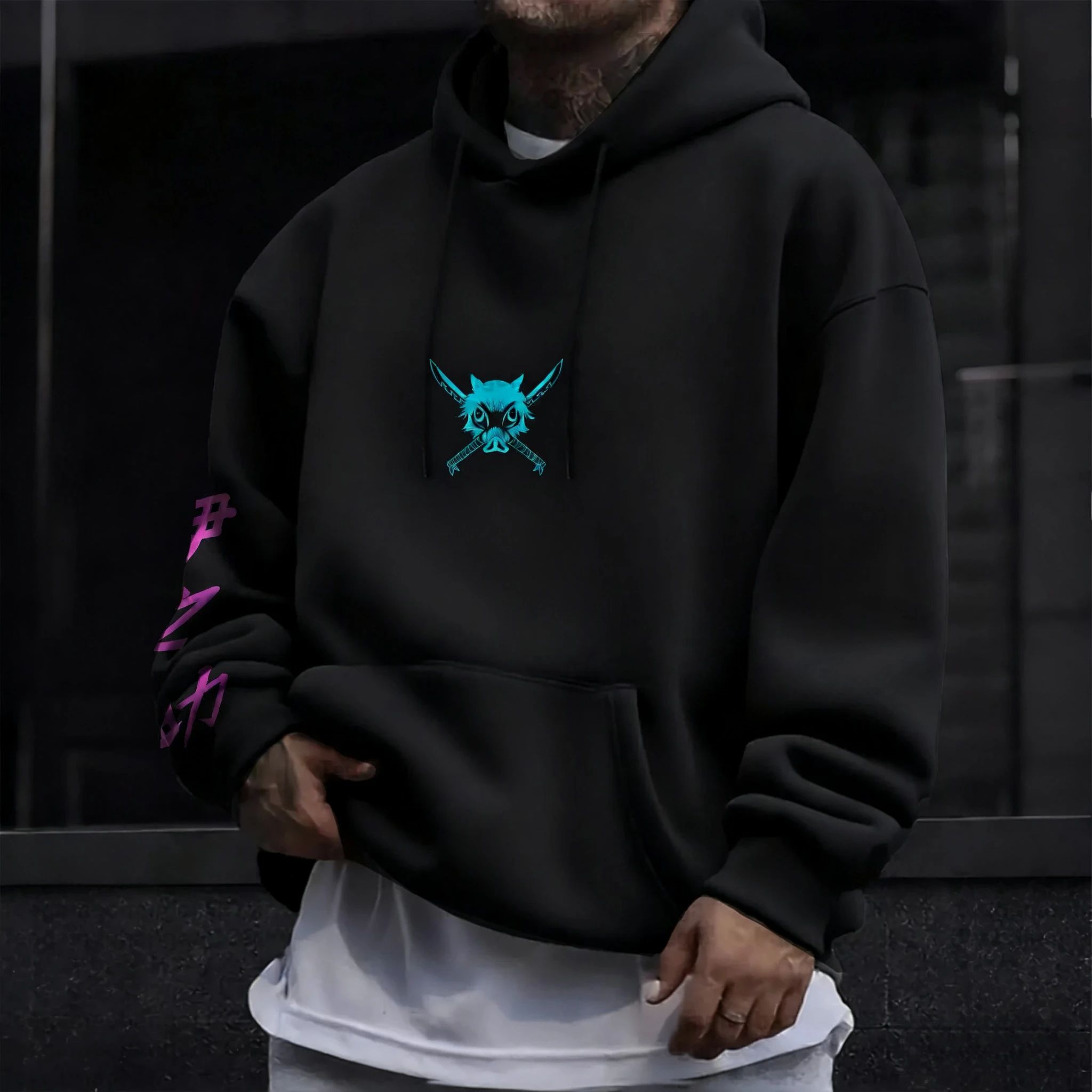 Demon slayer anime impresso hoodie 2025 unisex outono/inverno novo americano hip-hop plus size y2k casual solto pai criança topo