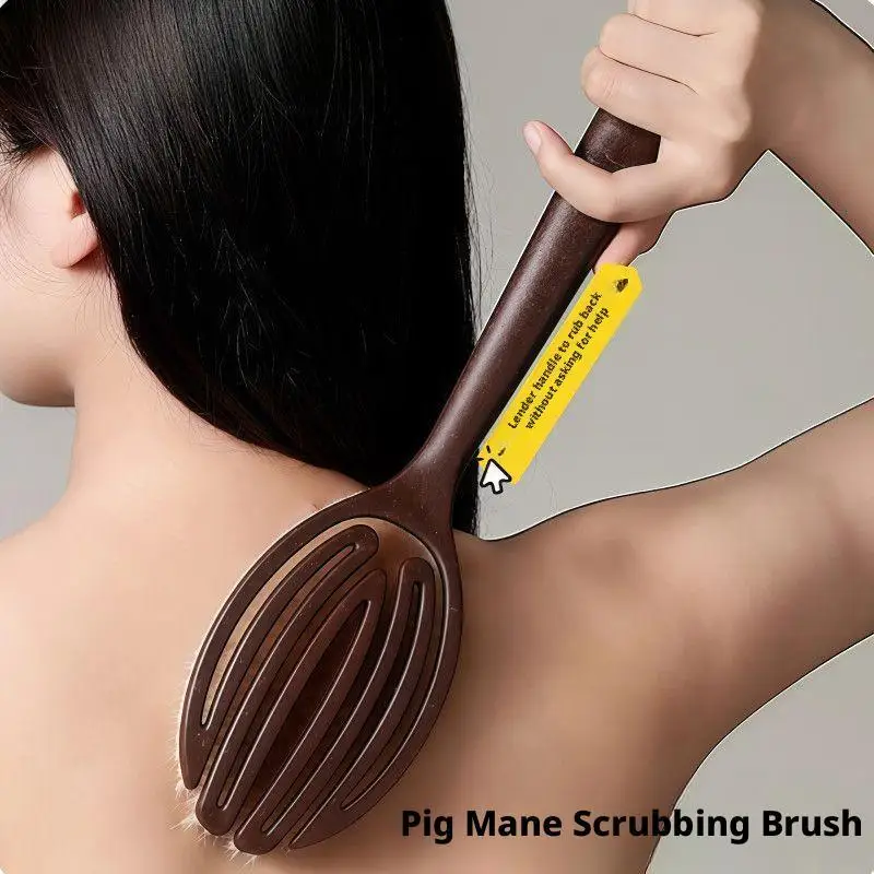 

Natural Bristle Body Brush Back Scrubber Brush Shower Bristle Long Handle for Dry Brushing Exfoliation Skin Care Shower Brush