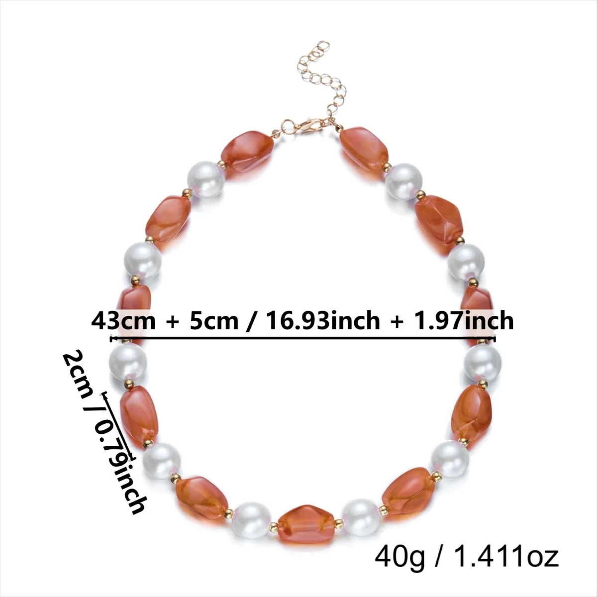 Französische sanfte barocke Halskette mit simulierten Perlen aus rosa Harz für Damen und Herren, elegante, süße, unregelmäßige Perlen, Choker-Schmuck, Geschenk – Detail 40