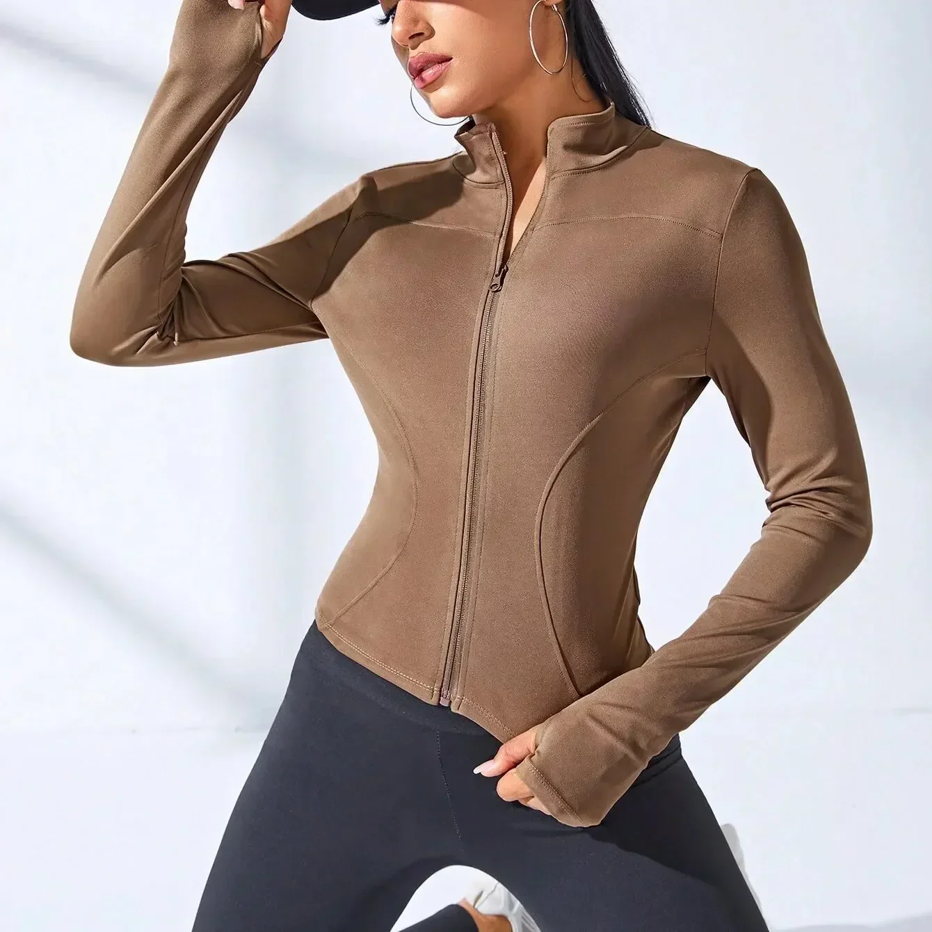 Abrigo de Yoga corto con cremallera para mujer, chaqueta deportiva adelgazante para esculpir el cuerpo, ropa de Fitness, 2024