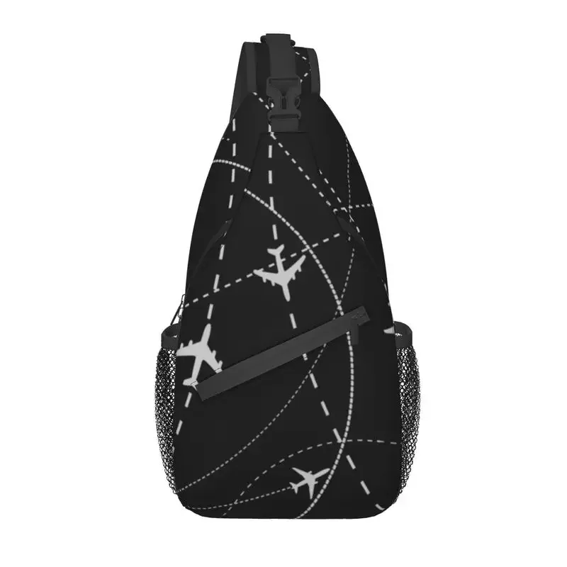 

Pilot Aircraft Night Flight Routes Crossbody Sling Backpack Air Traffic Controllers Chest Shoulder Bag for Travel Hiking Daypack