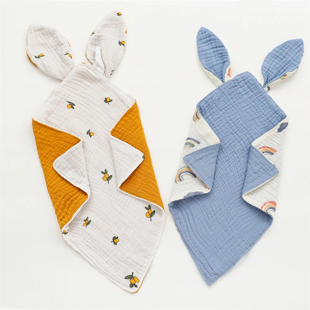 Bavoirs en mousseline pour nouveau-né, tissu pour roter, couette en coton, dessin animé, serviettes pour nourrissons, pour dormir, oreilles de lapin, accessoires pour bébés 6 Bavoirs en mousseline pour nouveau-né, tissu pour roter, couette en coton, dessin animé, serviettes pour nourrissons, pour dormir, oreilles de lapin, accessoires pour bébés 6