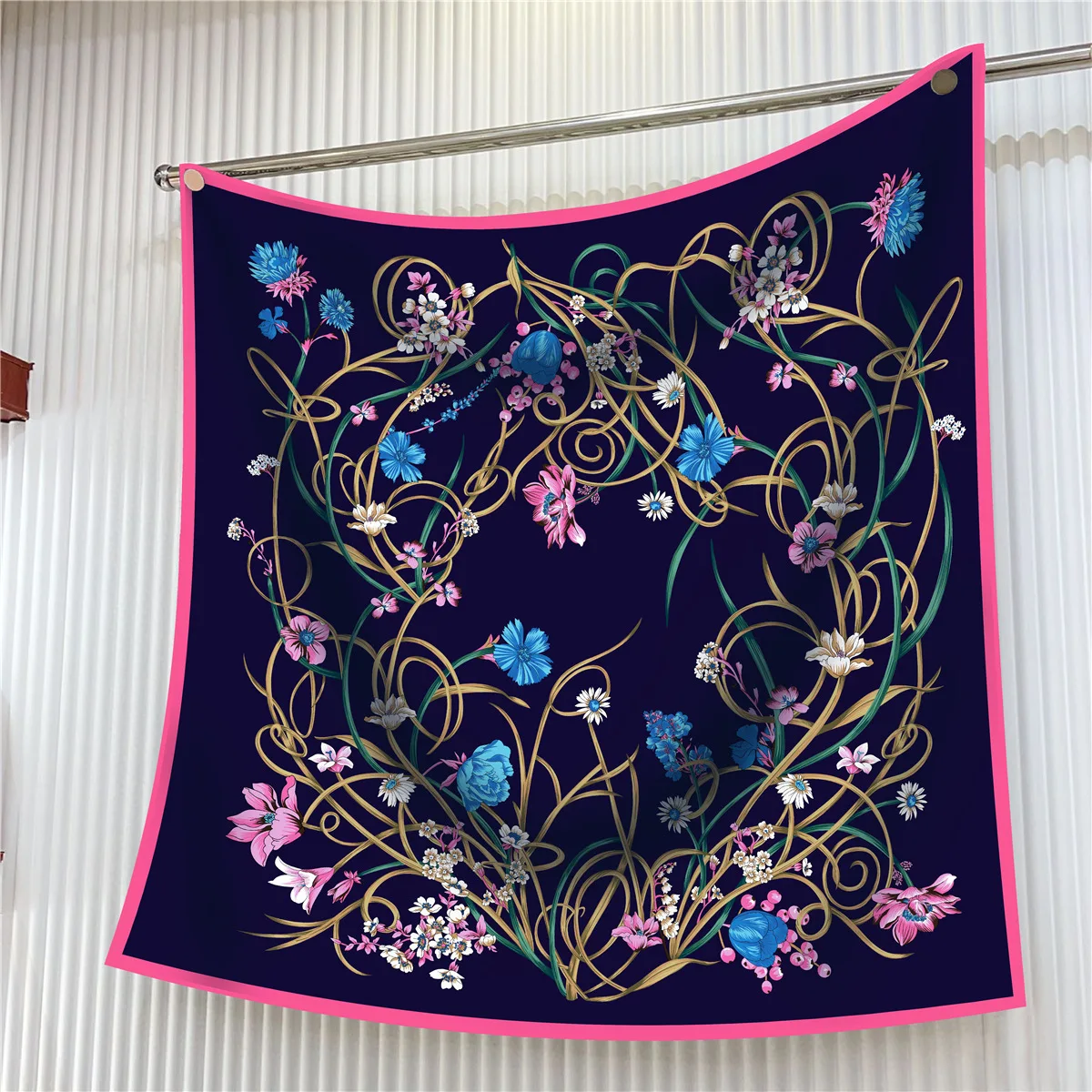 

90CM Silk Scarf Women Trees Printed Square Scarves Head Echarpes Foulards Femme Wraps Beach Shawls Bandana Lady Hijabs