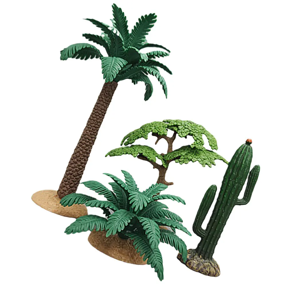 

4pcs Miniature Simulated Plants Ornaments Trees Crafts Scenery Model Realistic Artificial Trees Home Office Decor Fake Cactus
