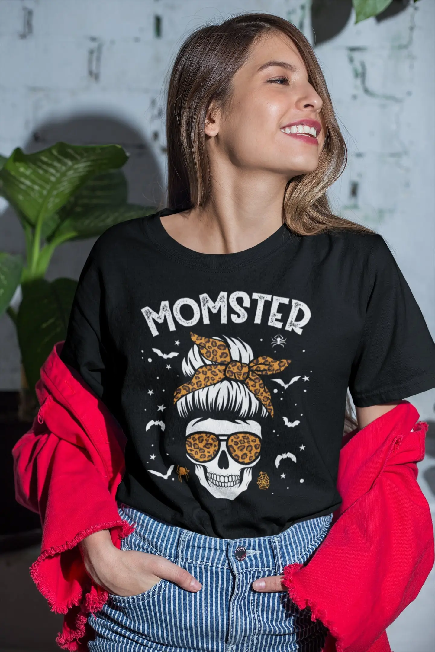 Momster T Shirt Halloween Mom Skeleton Leopard Life Skull Sweat