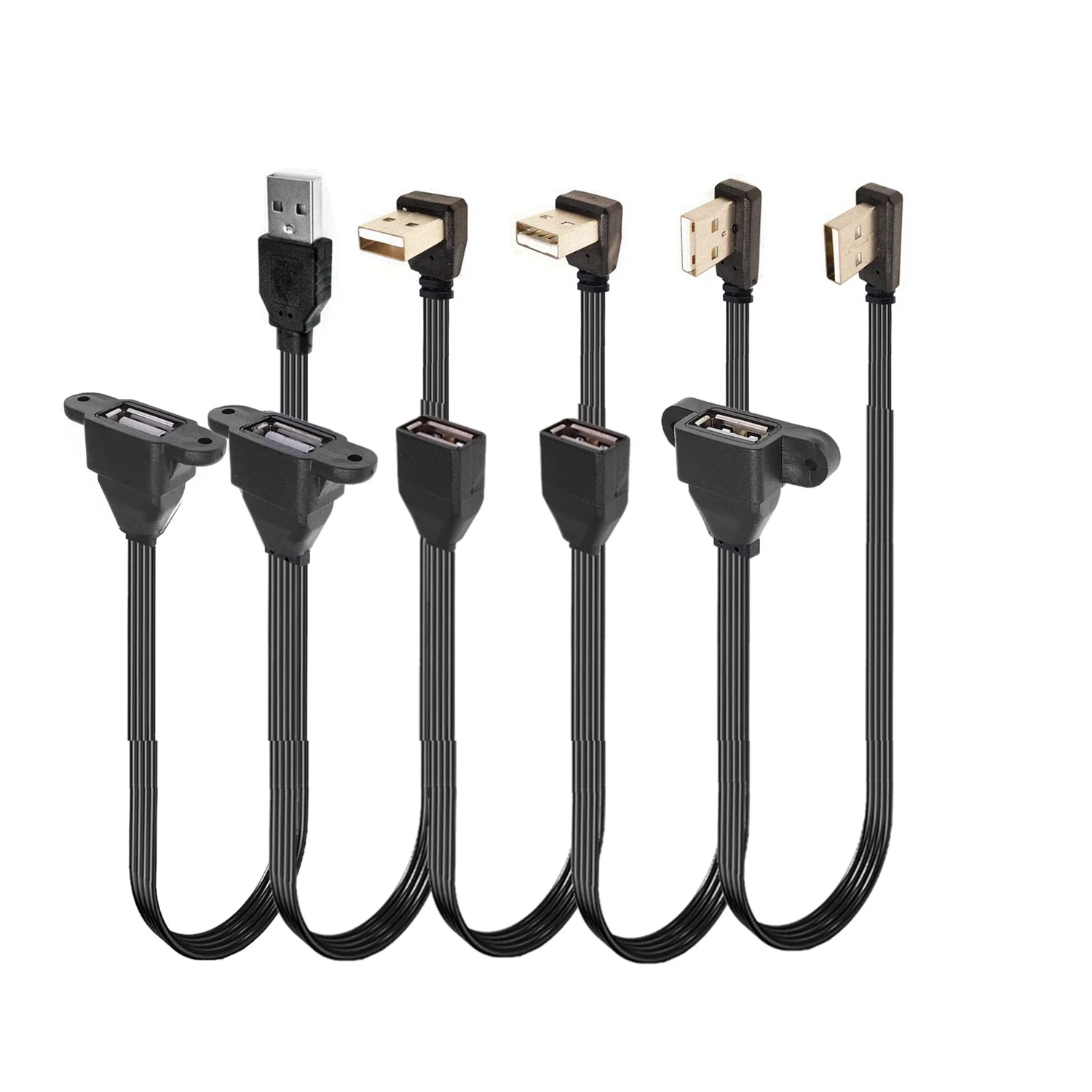 5CM 10cm 20cm USB 2.0 A Plug to Female 90 Angled Extension Cable USB 2.0 Male to Female Right/Left/Down/Up Black Cable