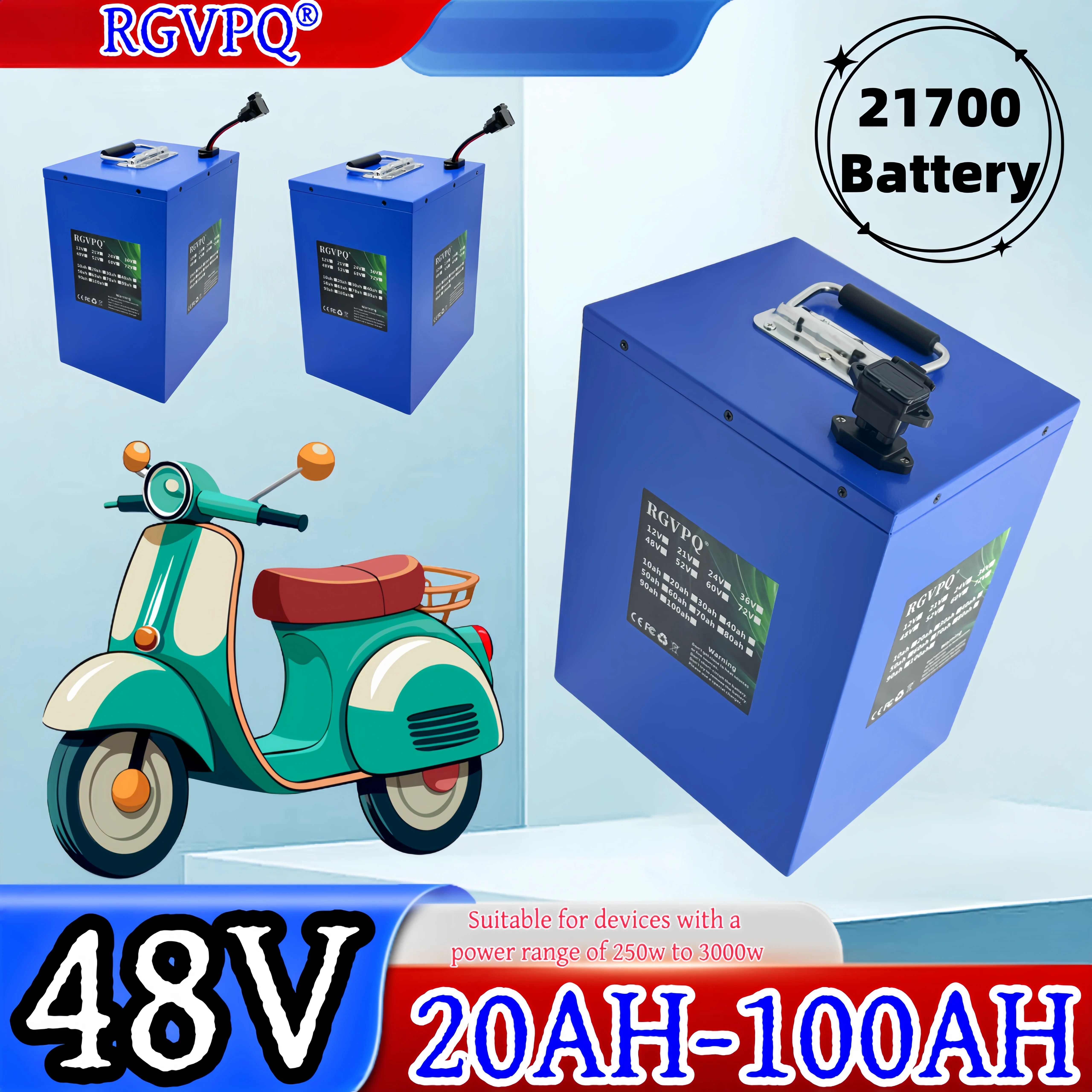 

Air freight free, 21700 lithium-ion battery with 48V40AH-100AH capacity, built-in 40AHBMS, suitable for 500W-3000W equipment
