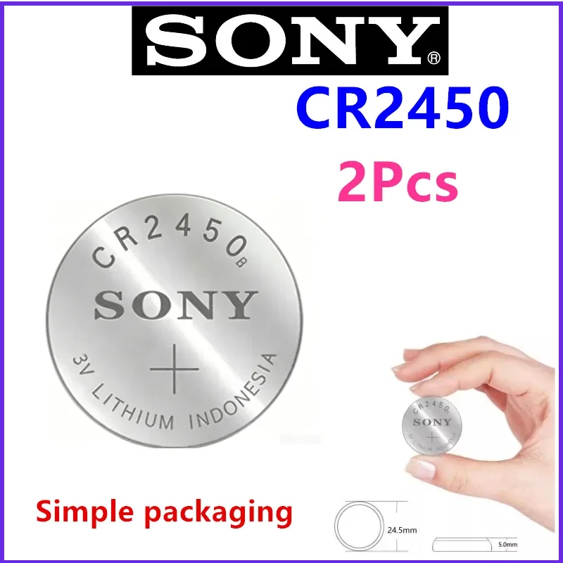 2Pcs Original SONY CR2450 Batteries For Remote Control WatchToys LED Light Button Coin Cell DL2050 BR2450 LM2450 KCR5029 5029LC