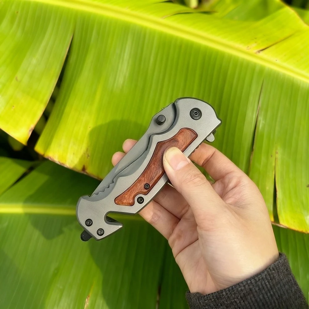 Coltello tascabile ambidestro Lama 5Cr13Mov Acciaio 420 Manico in legno colorato Pieghevole Sopravvivenza Campeggio Utilità all'aperto Regali di festa