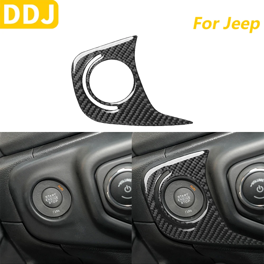 

For Jeep Wrangler JL 2018-2023 Gladiator 2020-2023 Carbon Fiber One-touch Start/Stop Switch Panel Cover Car Accessories Sticker