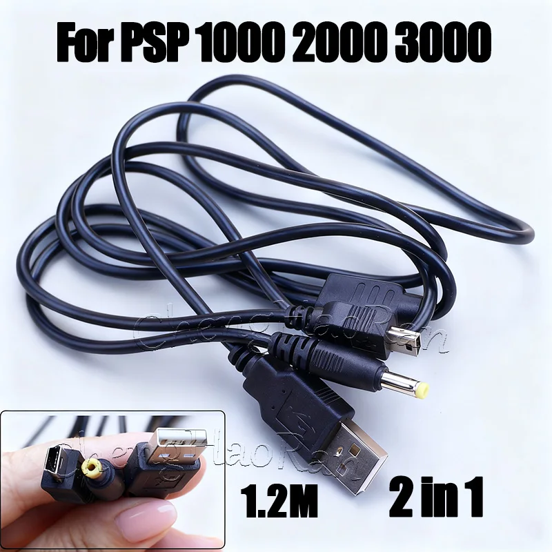 1 Cable de carga USB de 5V USB a CC Cable de carga de energía para PSP 1000 2000 3000 adaptador de conversión tipo C Mini Cable de transferencia de datos USB