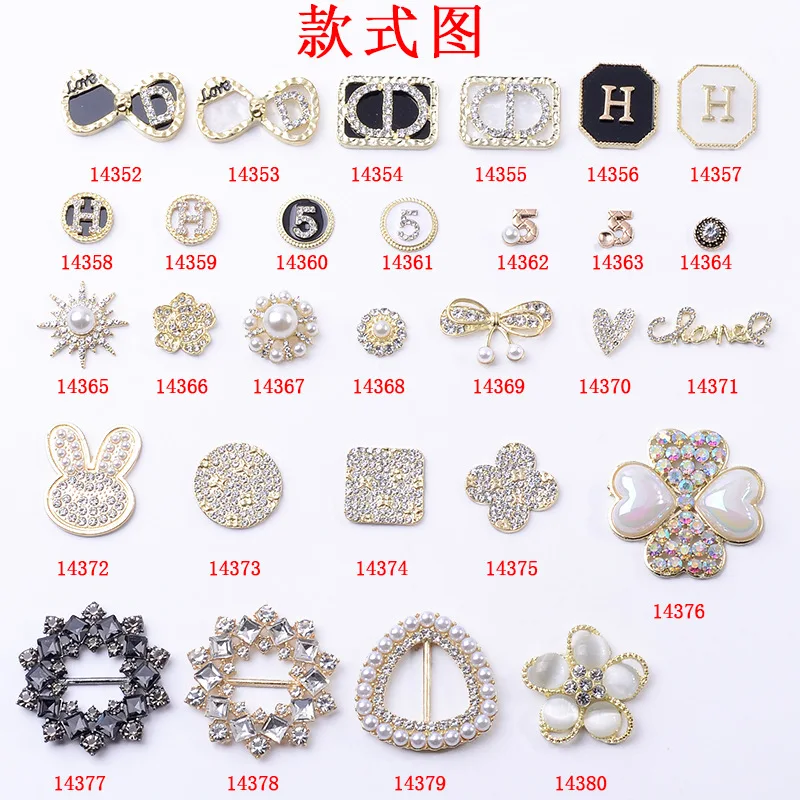 DIY handmade materials peach heart four-leaf clover bow alloy accessories strap pearl rhinestone jewelry buckle wholesale