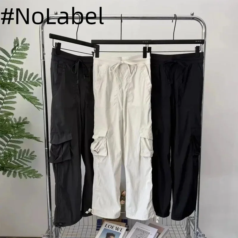 NoneLabelCollection Outdoor Running Pants Lightweight Quick Drying Fitness Sports Multi Pockets Wide Leg Workwear Casual Pants