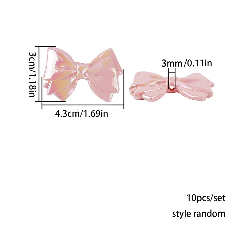 10pcs/pack UV plated jelly double layer bow beading DIY handmade beads loose pen mobile phone chain jewelry accessories