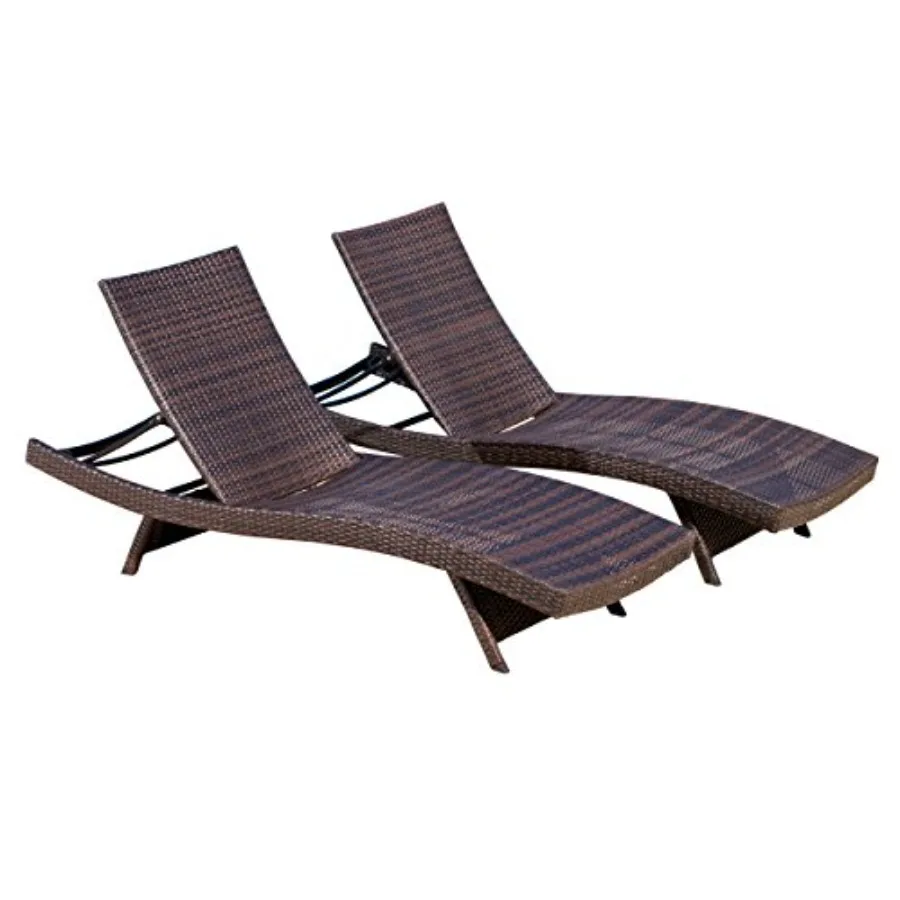

Salem Outdoor Wicker Adjustable Chaise Lounge Chair 2-Pcs Set Multibrown