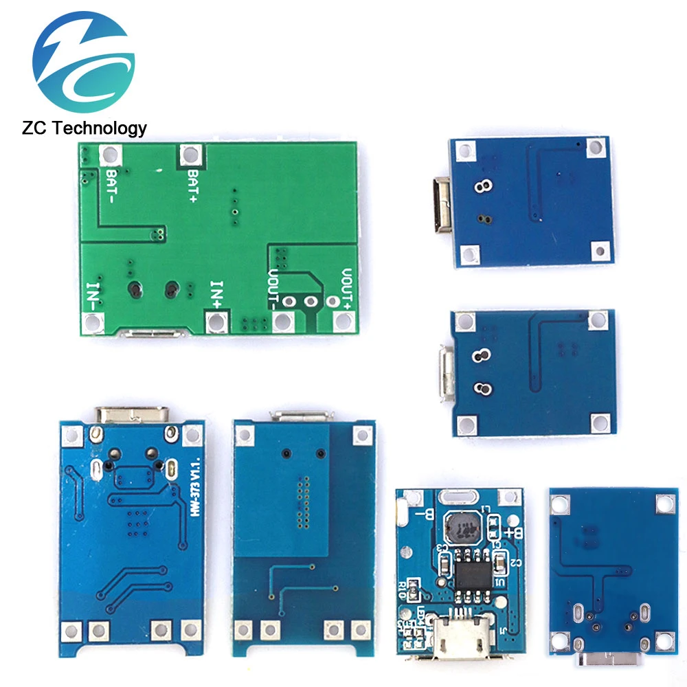 5pcs Micro USB 5V 1A 18650 TP4056 Lithium Battery Charger Module Charging Board With Protection Dual Functions 1A Li-ion new