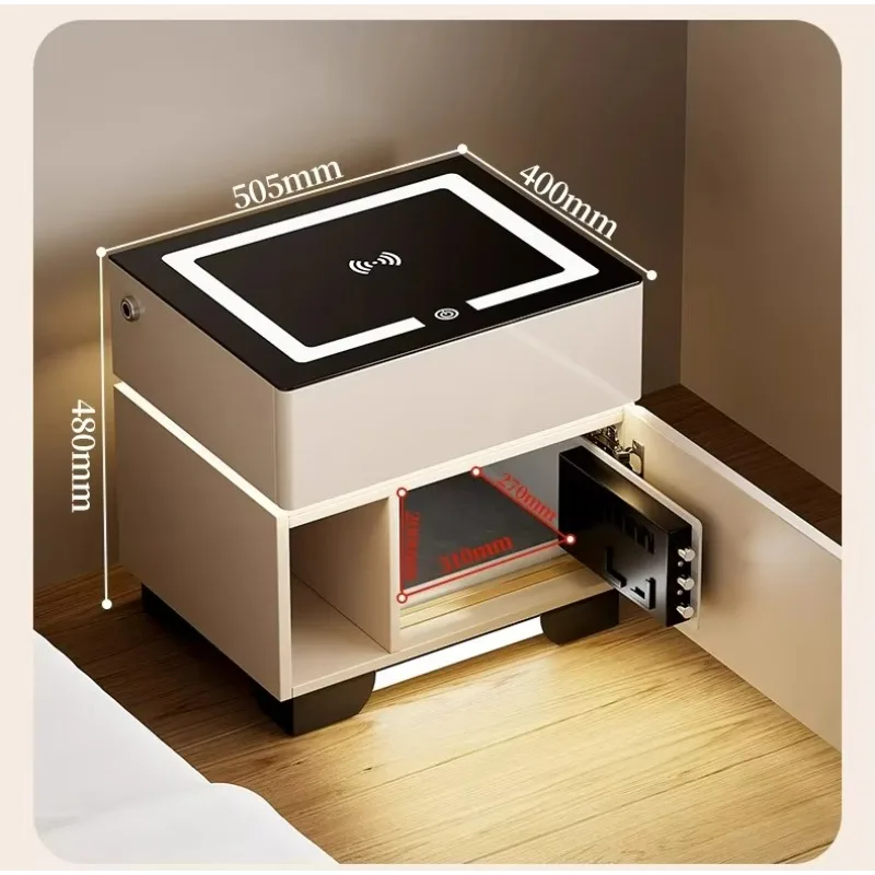 LTT Home Minimalist Modern Narrow Edge Safe Box Drawer Fingerprint Solid Wood Exterior Cabinet Safe