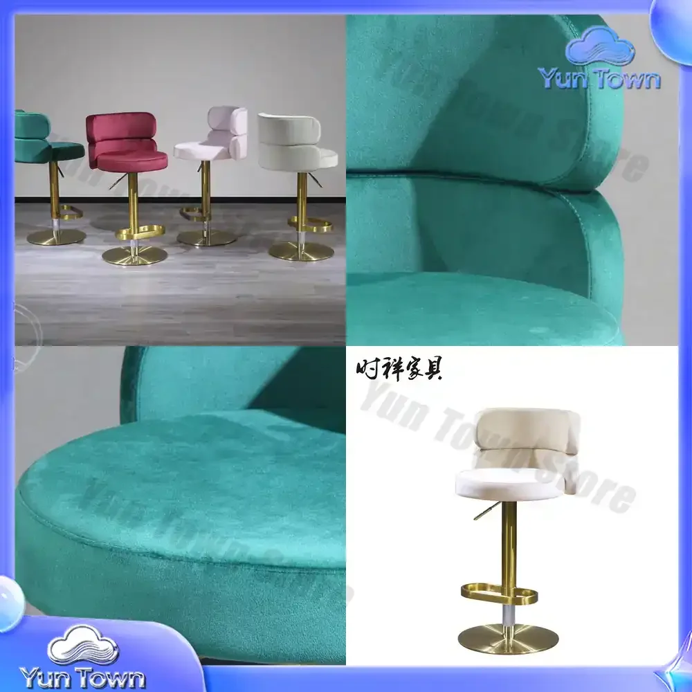 Bar Stool for Home Office Kitchen Stainless Steel Adjustable Height Swivel Bar Chair with Backrest Modern Minimalist High