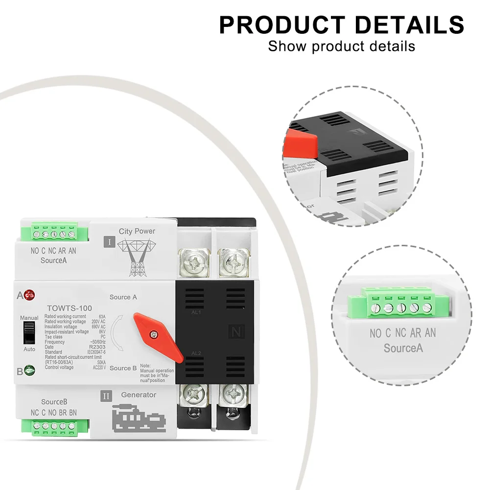 Picture 7: 100A Automatic Manual Transfer Switch Dual Power Backup for Residential RV with Voltage Protection and Switching