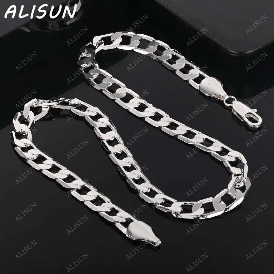 

ALISUN 925 Sterling Silver 10mm 40-75cm Geometric Necklace For Women Men Anniversary Gift Popular Wild Fashion Romantic Jewelry