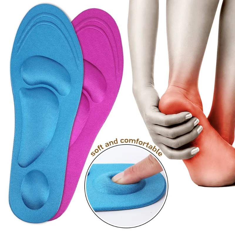 2PCS 4D Massage Insoles High Heel Orthopedic Pain Relief Memory Foam SpongeSports Shoe Pads Men Women Flat Feet Arch Insoles