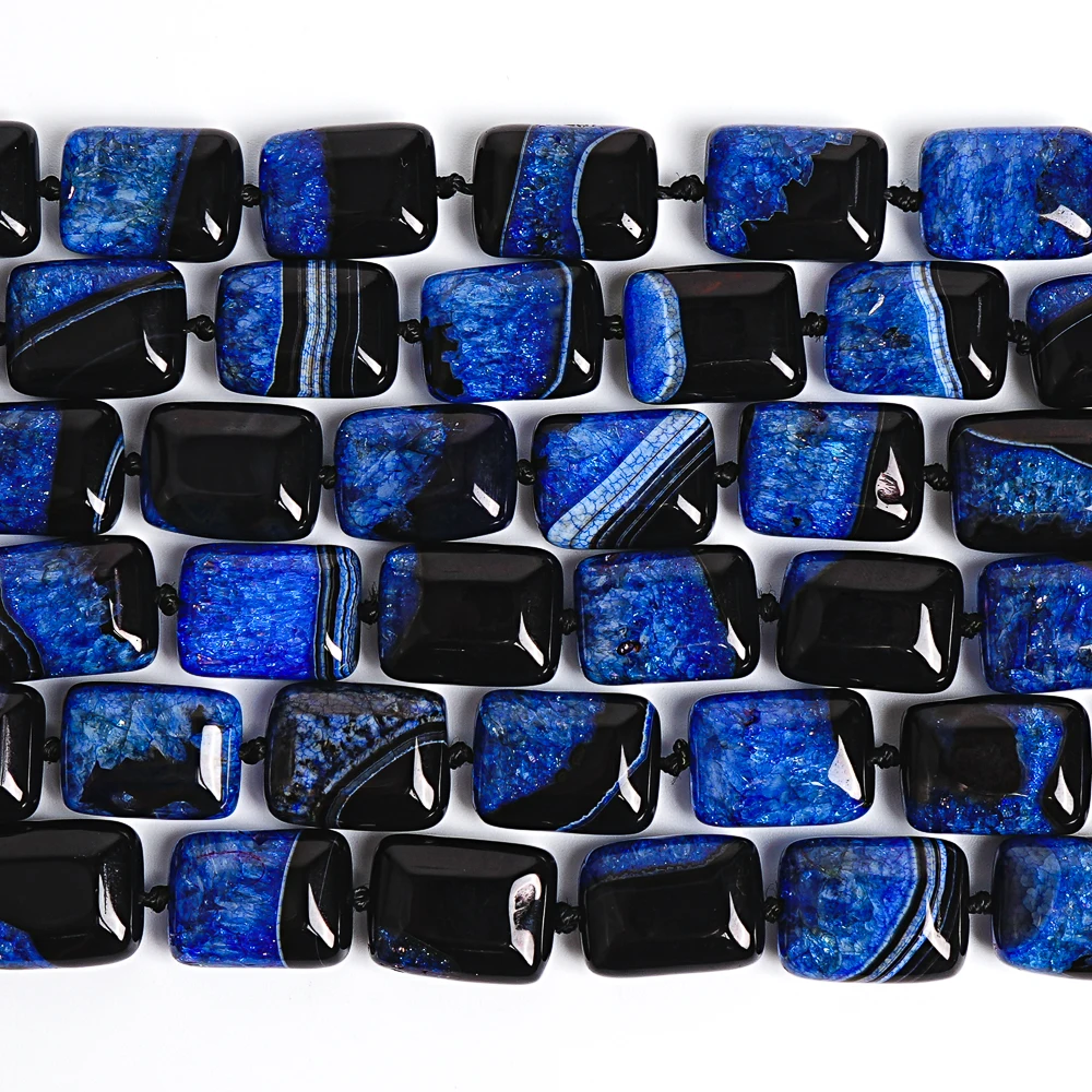 20x15mm Blue Agate Cube Beads for Jewelry Making Smooth Polished Cubic Agate Loose Beads Wholesale Bulk Gemstone for DIY
