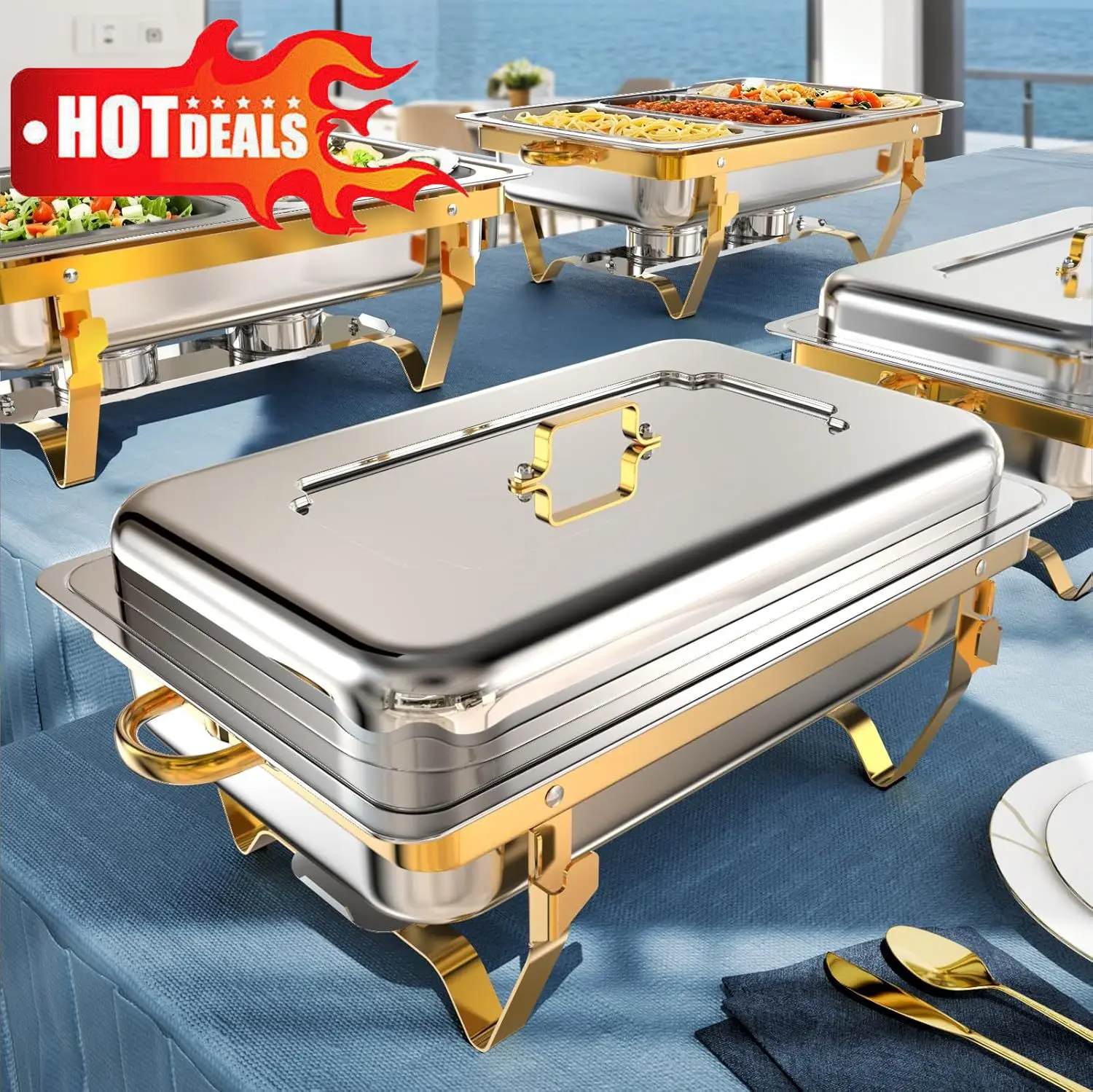 

Комплект из 4 штук [комбинации нескольких сковородок для еды] Натиральные блюда для шведского стола | Высококачественная [прочная и жесткая] жаровня для вечеринок