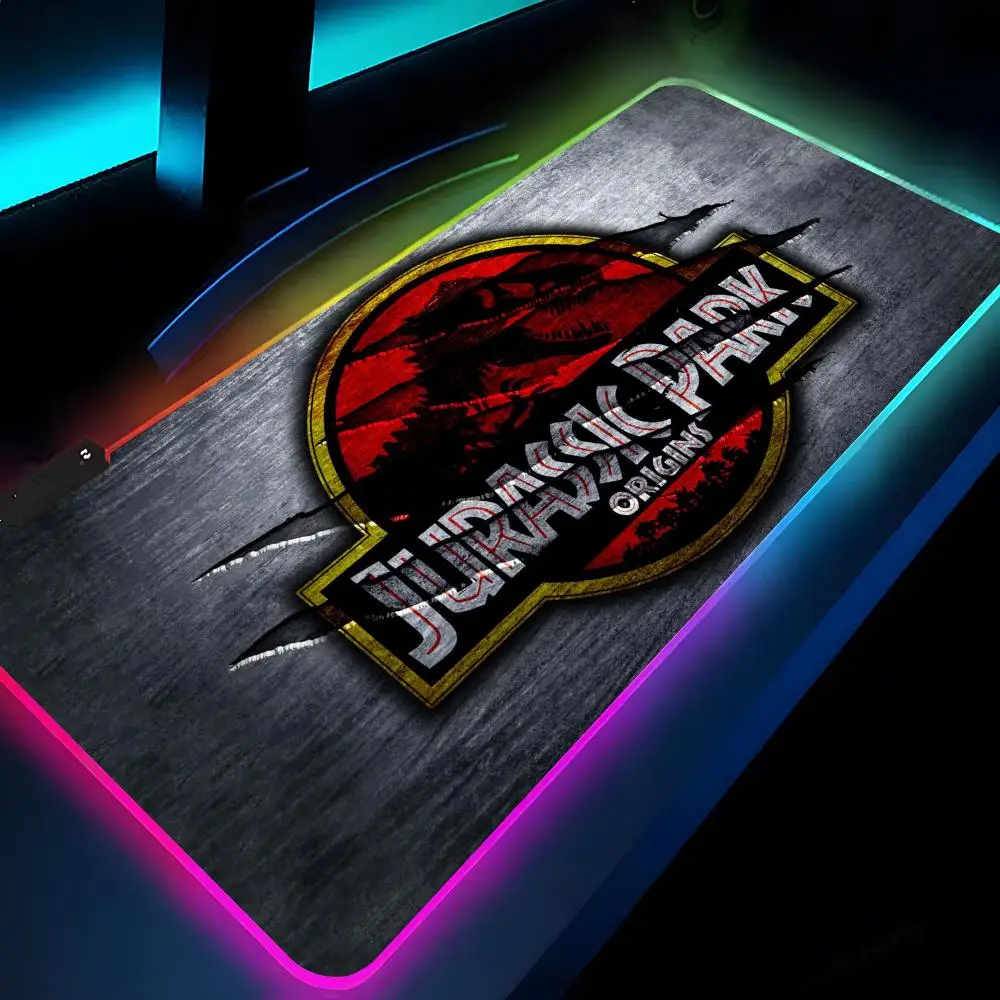 

J-JurassicS Park Mouse Pad Rgb Xxl Laptop Mat Gaming Mousepad Backlit Keyboard Gamer Girl Table Pads Desk