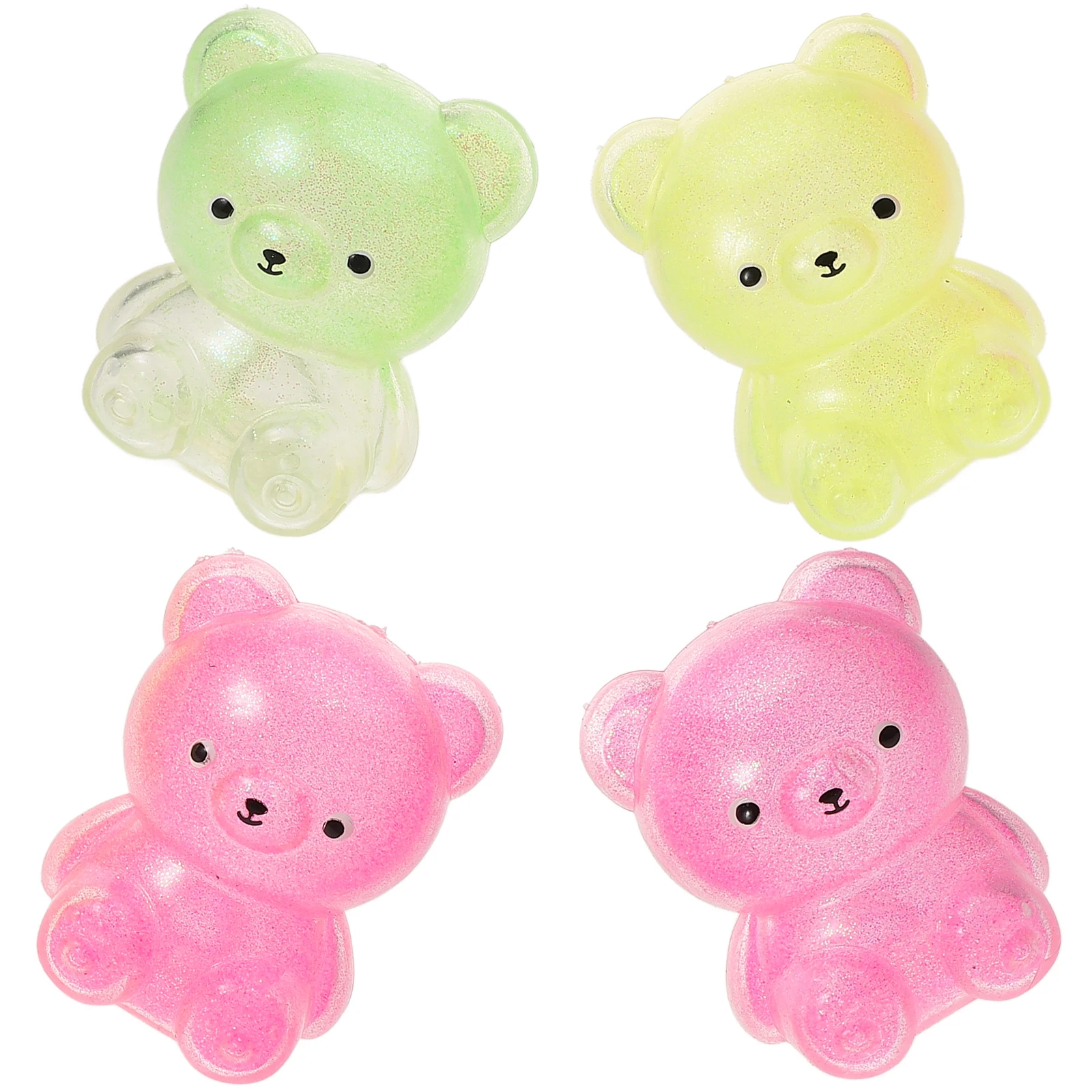 4pcs Stress Bear Toys TPR Material Squeeze Stress Toy Decompression Squishy Balls Animal Shaped Random Color
