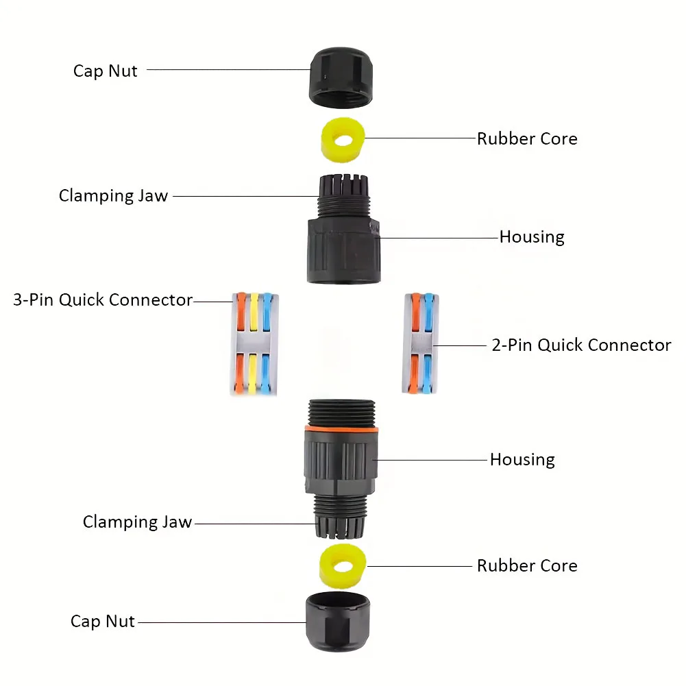 1/2Pcs IP68 Waterproof Joint Wire Quick Connection Connector 2/3 Pin Solder Less LED Lamp Wiring Outdoor Rainproof Terminal
