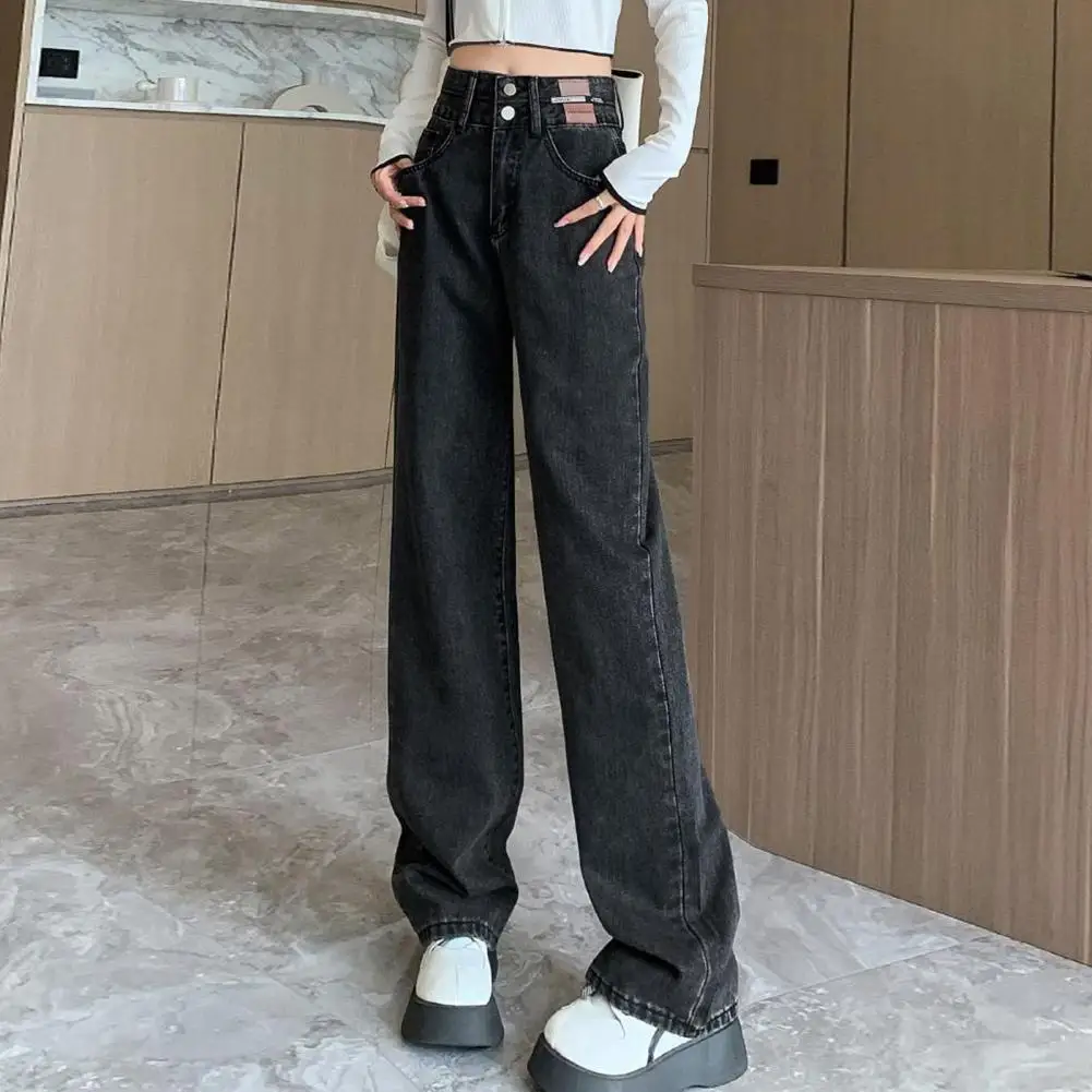 Wide-leg Jeans High Waist Wide Leg Women's Jeans with Deep Crotch Soft Colorfast Fabric Loose Fit Straight Pants with for Ladies