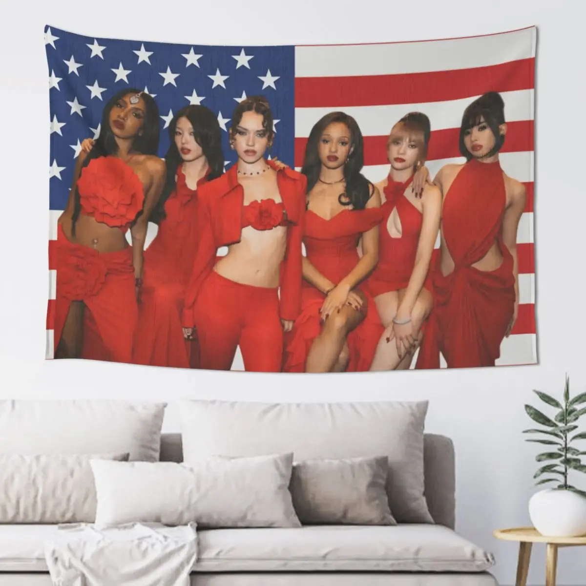 كاتسي العلم Kpop غابرييلا المشارك نسيج صورة معلقة المفروشات غرفة نوم غرفة المعيشة المنزل خلفية القماش الجدار الديكور