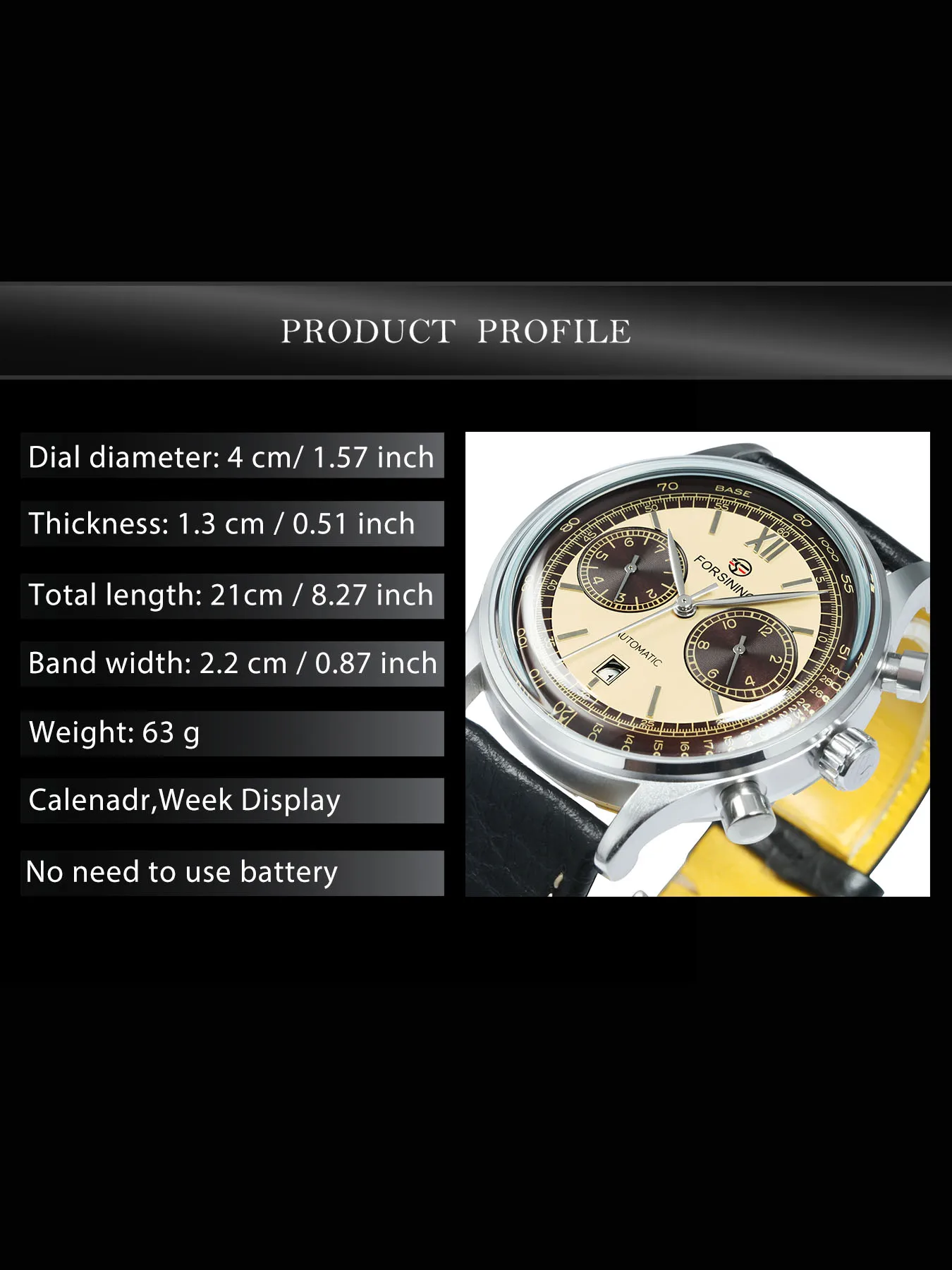 Forsining Classic Retro Mechanical Watch for Men Concave Glass Calendar Sub-Dial Genuine Leather Belt Business Automatic Watches