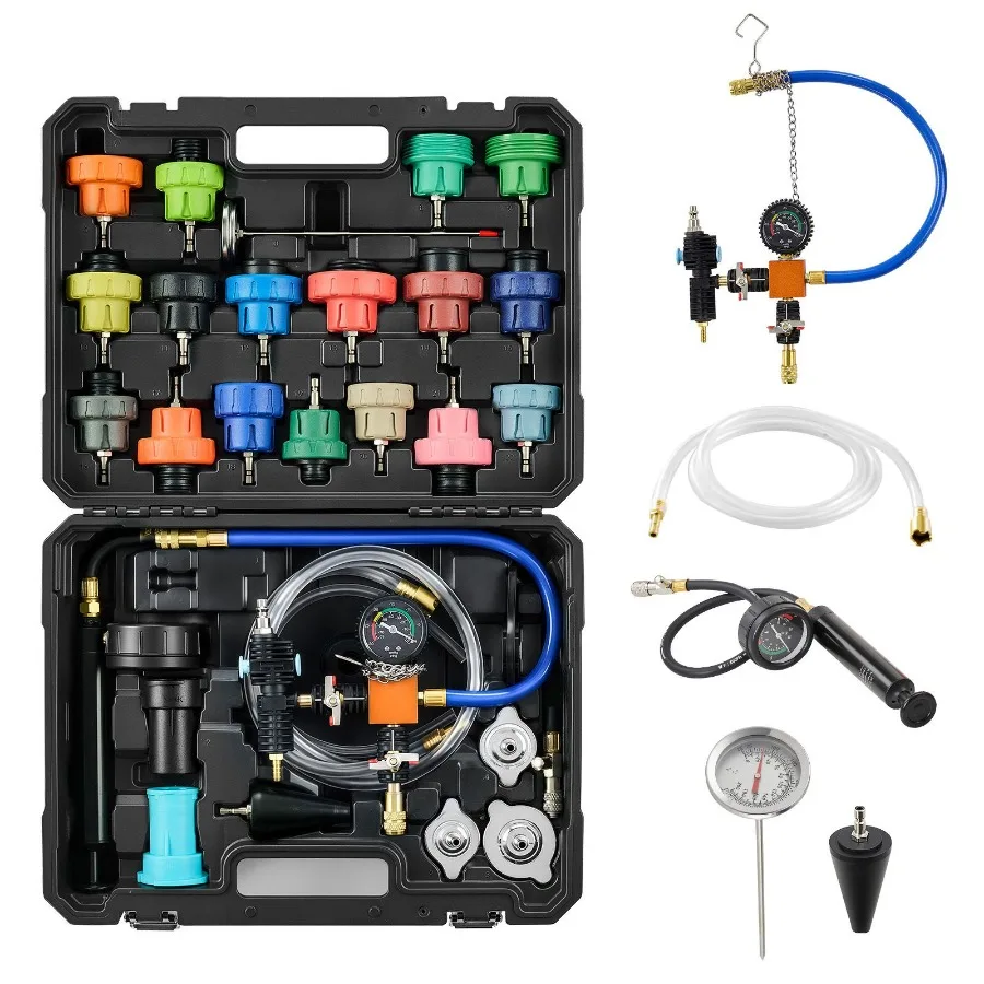 

Coolant Pressure Tester Kit 47Pcs Radiator Vacuum Refill Kit with 3 Metal Adapters Universal Fit Automotive Cooling System Pres