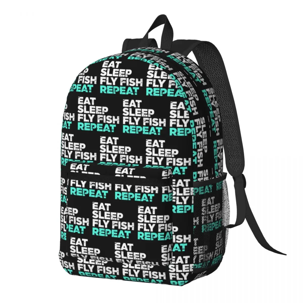 

Eat Sleep Fly Fish Fly Fishing Graphic Backpack Daypack Large Capacity Children BookBag School Bag Shoulder Bags for Men Women
