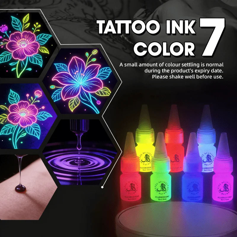 tinta-fluorescente-para-tatuagem-suangl-7-cores-10ml-com-50-copos-de-tinta-kit-profissional-de-pintura-corporal-e-suprimentos-para-tatuagem
