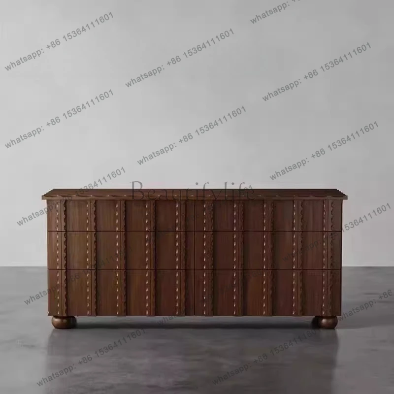 

American solid wood dining side cabinet modern simple living room entrance decorative side cabinet