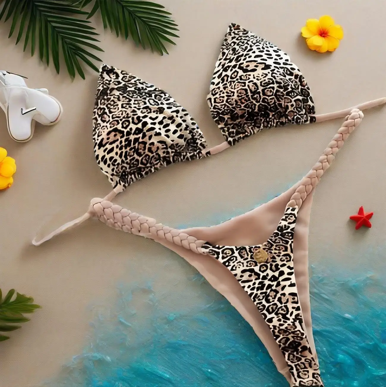 

Sexy Brazilian Bikini Set Women's Printed Tie Side Thong Swimwear Summer Beach Two Piece Bathing Suit Trendy Hot