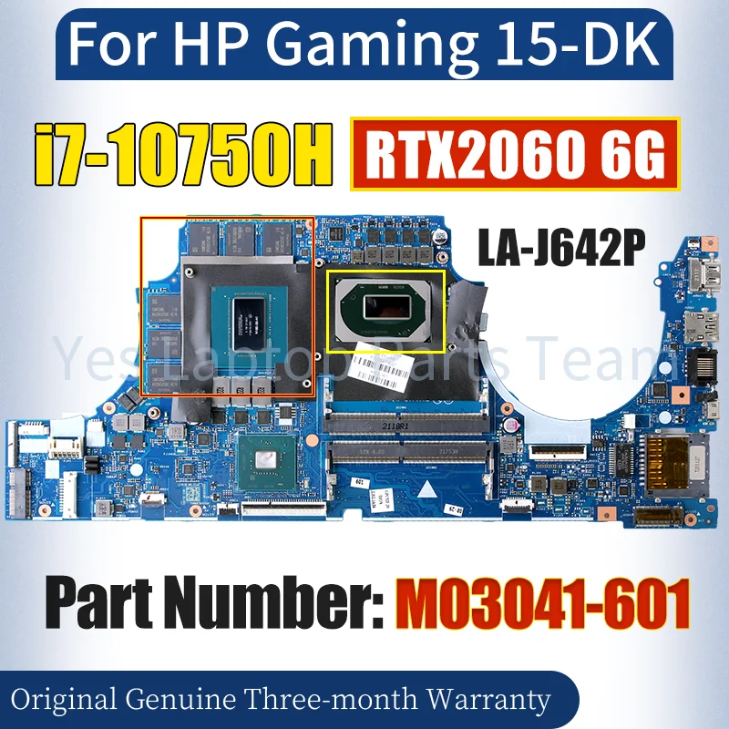 LA-J642P For HP Gaming 15-DK Laptop Mainboard M03041-601 SRH8Q i7-10750H RTX2060 N18E-G0-A1 Notebook Motherboard 100％ Tested