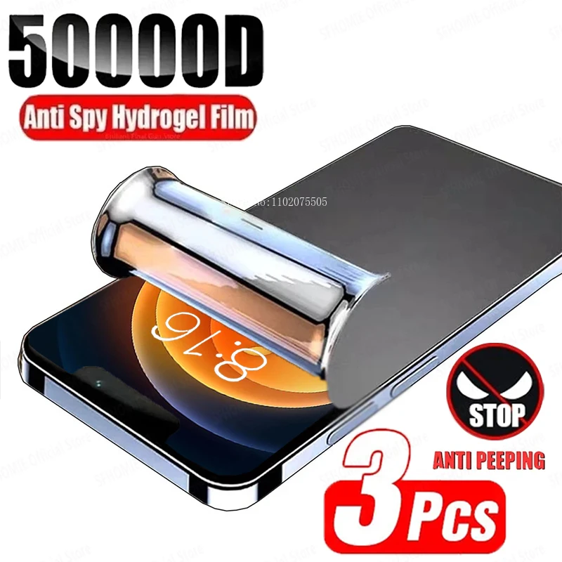 

3Pcs Anti-Spy Hydrogel Film For iPhone 13 11 15 14 12 Pro Max Mini Privacy Screen Protectors For IPhone 6 7 8 X XR XS Max