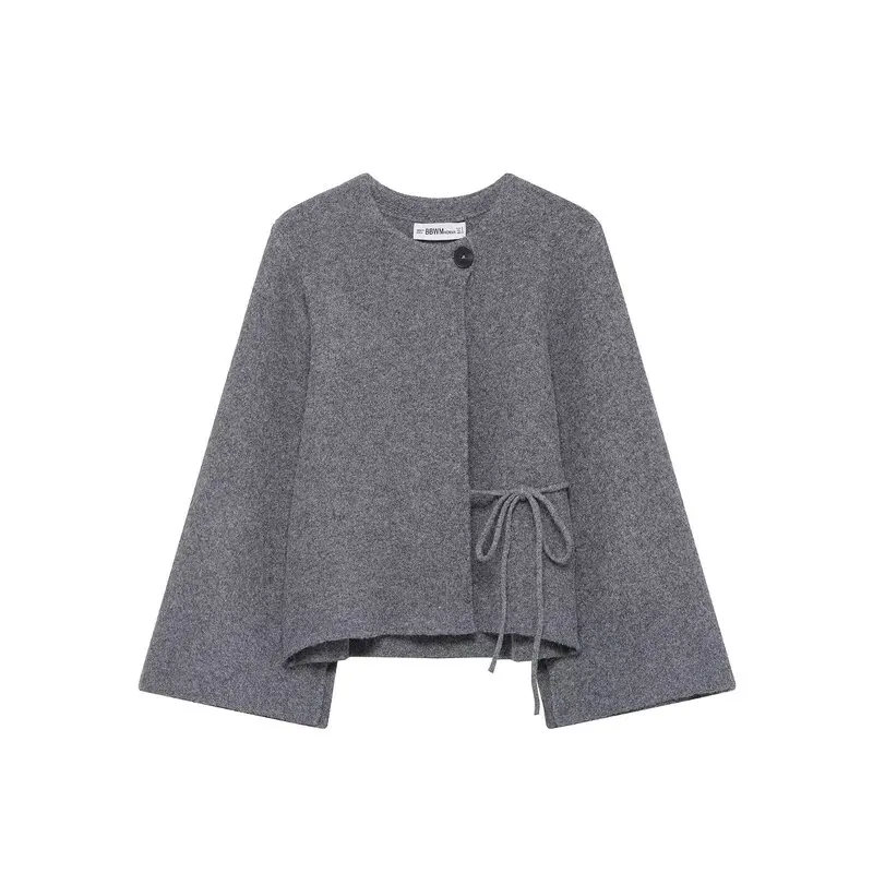Winter 2025 Women's Knitted Long Sleeve Coat round Neck Split Sleeve New Arrival Outerwear Commute Style Button Closure