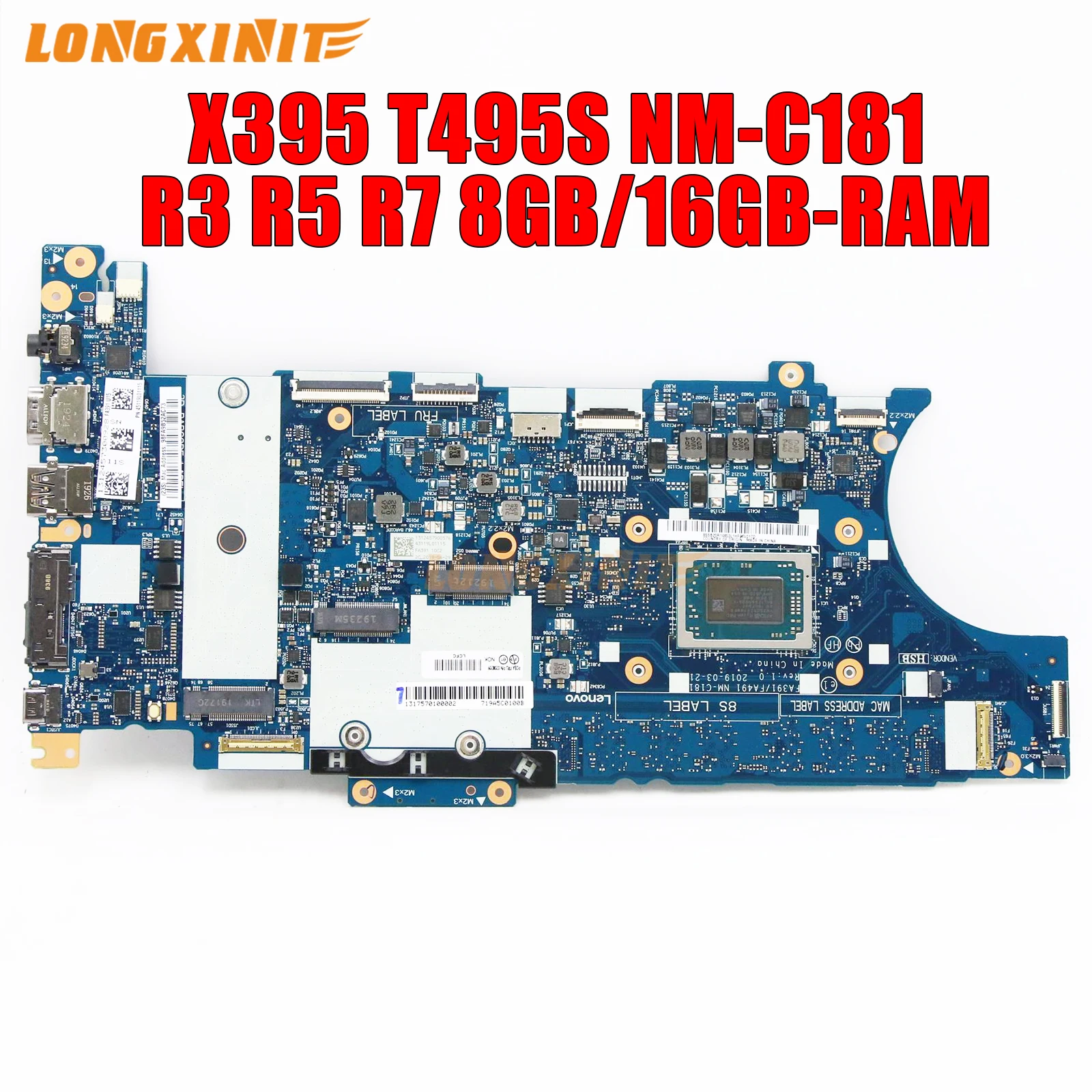 

NM-C181 NMC181 For Lenovo ThinkPad X395 T495S Laptop Motherboard. with R3-3200U R5-3500U R7-3700U.8GB/16GB-RAM 100% testado OK.