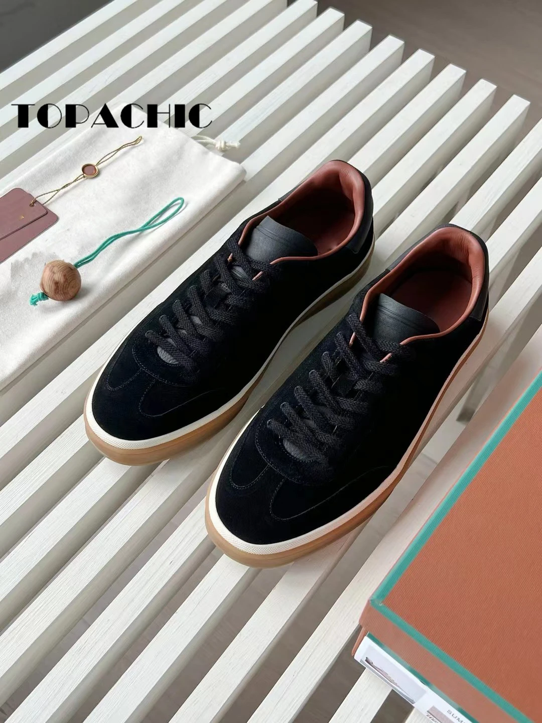 4.12 TOPACHIC Men Cow Suede Lace-up Casual Sneakers Breathable Comfortable Rubber Sole Sports Shoes