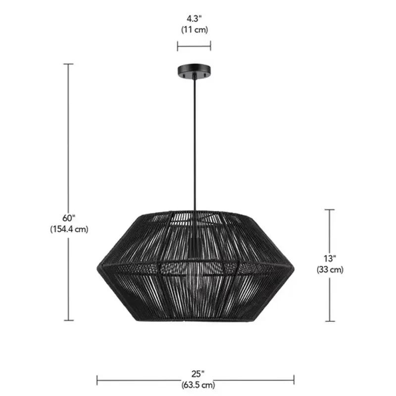 E26 Interior Lighting Rattan Black Chandelier