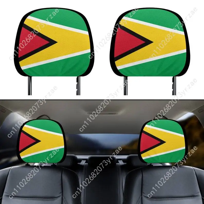 

Guyana Flag Car Seat Headrest Cover (2pcs) Environmentally Friendly Headrest Protector Breathable Comfortable Vehicle Decor