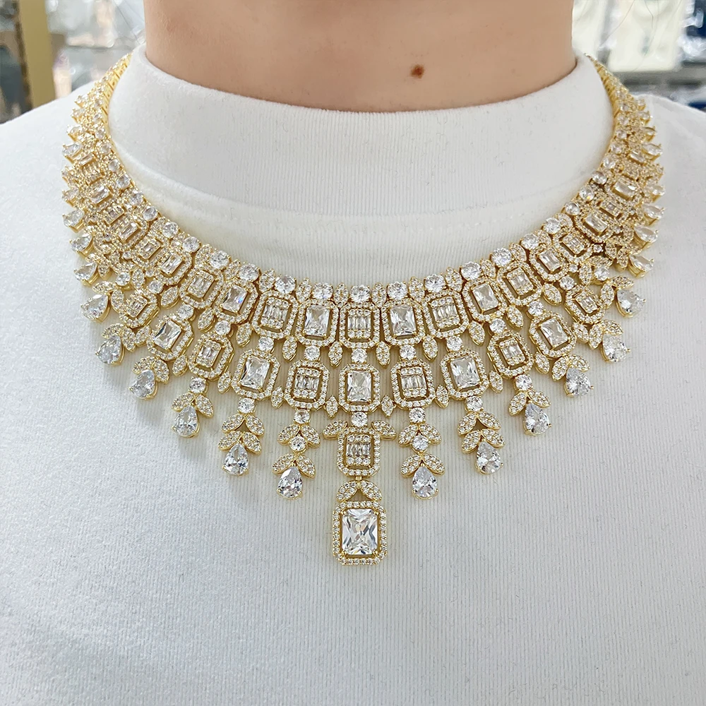 IN JEWELIFE  Luxury Women Necklace Sets Cubic Zirconia Bridal Big 4 pcs Jewelry Wedding Engagement Party Festival Jewel Accessor