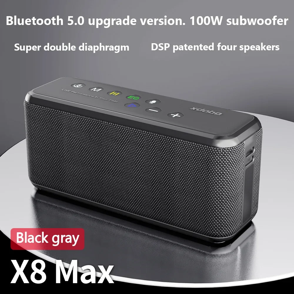 XDOBO X8 MAX Беспроводная Bluetooth-колонка, звуковая колонка 100 Вт, супер мощный сабвуфер, портативный бумбокс для кемпинга 20000 мАч IPX5 TWS/EQ